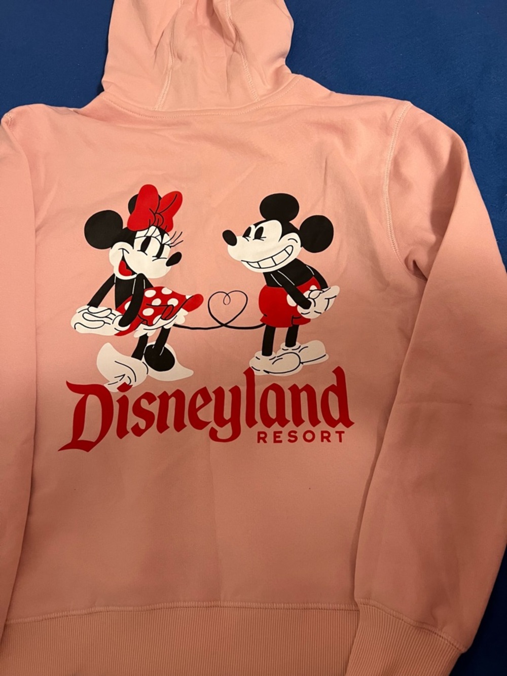 NWT 2026 Disneyland Minnie & Mickey Pink Zip Hoodie Sweatshirt, Size XS